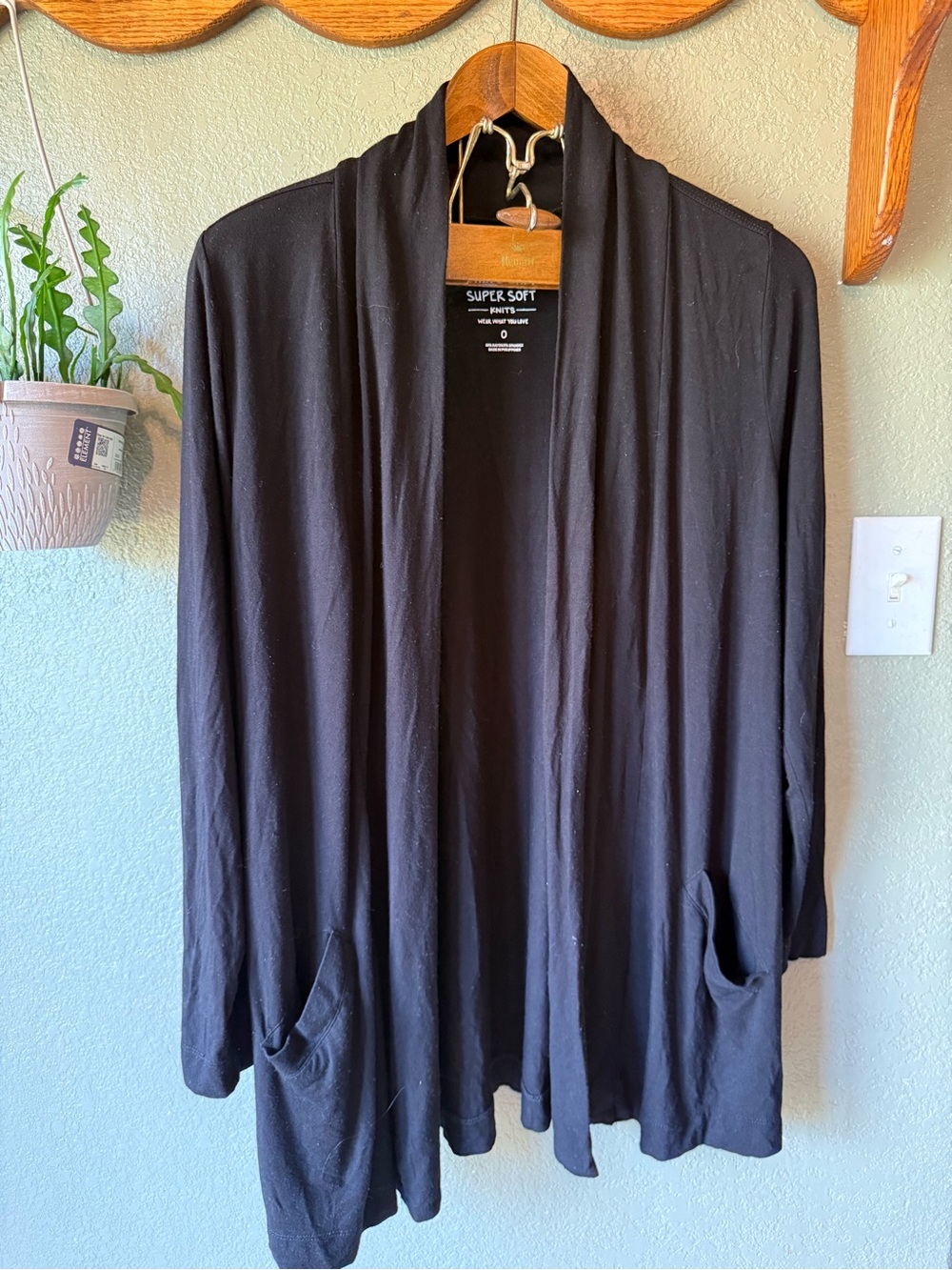 torrid Black Open-Front Draped Cardigan with Pockets